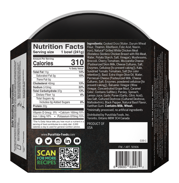 Tuscan Caprese Chicken & Orzo Bowl With A Fresh Basil Balsamic Pesto