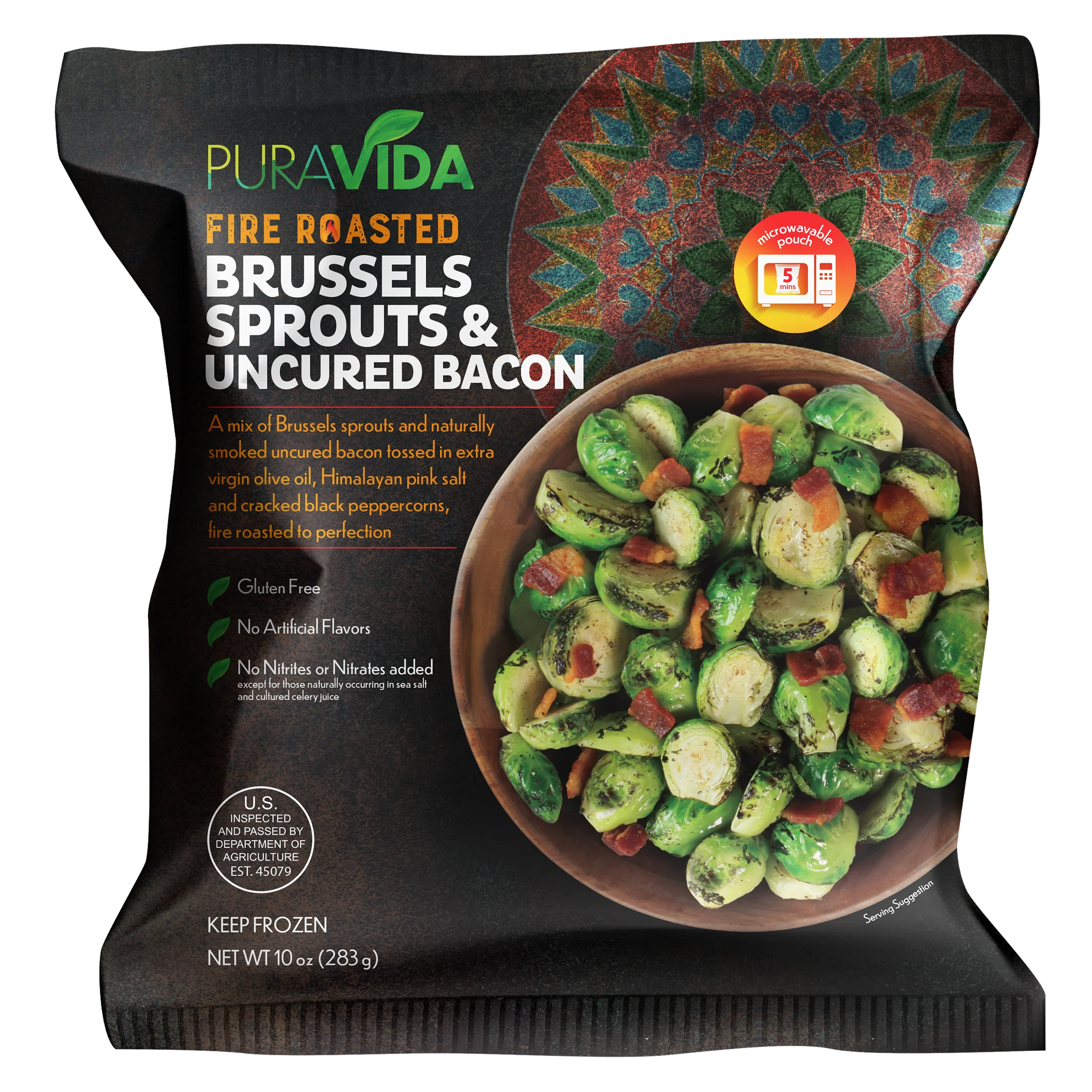 Fire Roasted Brussels Sprouts & Uncured Bacon